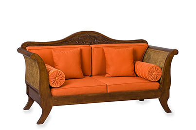 καναπές ψάθα διθέσιος 166×71×94εκ από ξύλο οξιάς με λούστρο πρόπολης και καθίσματα με αφρώδες λάτεξ